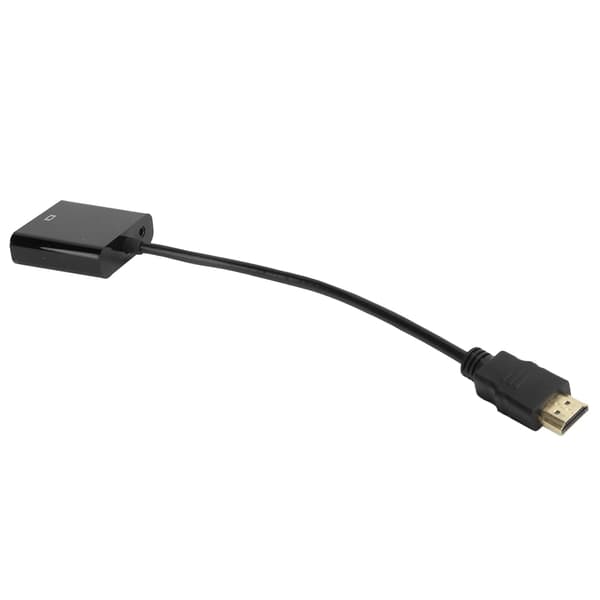 HD Multimedia Interface til VGA-adapterkonverterkabel til computer, bærbar computer, skærm, projektor, sort