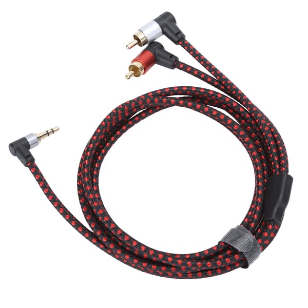 90° 3,5 mm hanstik til 2RCA han-lydkabel ABS stereomikrofonkabel til DVD-højttaler 2m