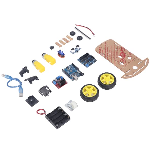 Smart Robot Bil Chassis Kit DIY Programmerbart Udviklingskort 2WD Ultralyd med Motor MCU