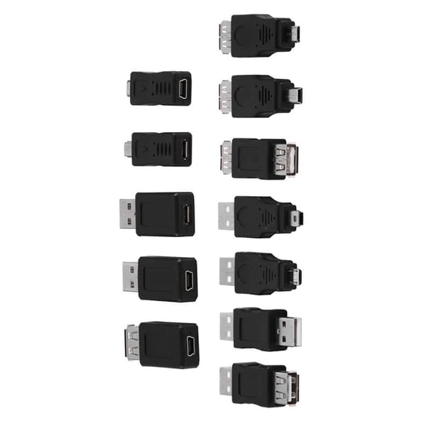 Pakke med 12 stk. Flere USB2.0-adaptere Micro/Mini Han-Hun-konvertere Stik