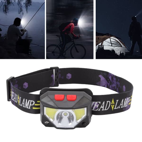 LED Udendørs Pandelygte ABS Mini Multifunktion USB Opladning COB Sensor Hovedlommelygte