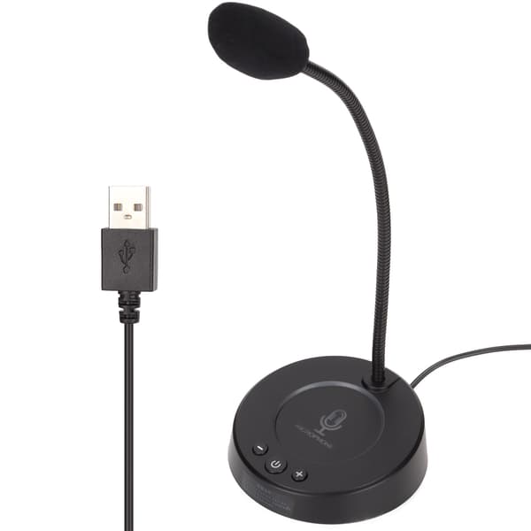 Skrivebordsmikrofon Støjreduktion 360 Graders Metalslange Anti-interferens RGB USB Computermikrofon til Kontormøder