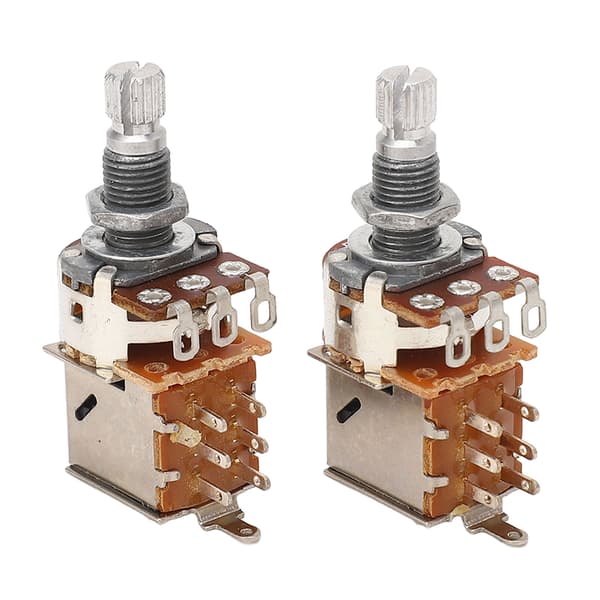 2 st gitarrpotentiometer A1M B1M kombination 18 mm räfflad axel elbaspotar för volym- och tonkontroll