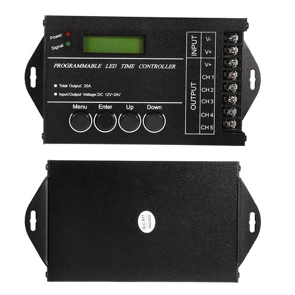 DC12/24V 20A Programmerbar LED Tidskontroller 5 Kanaler Färgjusterbar Med CD USB-kabel
