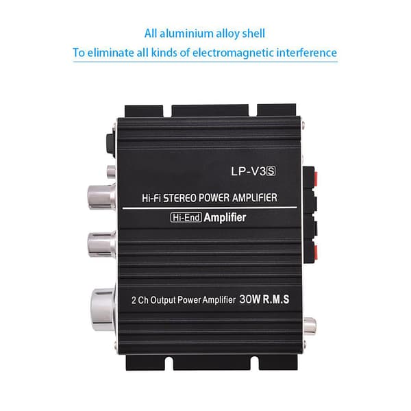 Mini 2-kanals HiFi Stereo Auto Bil Audio Effektforstærker Digital Forstærker Sort