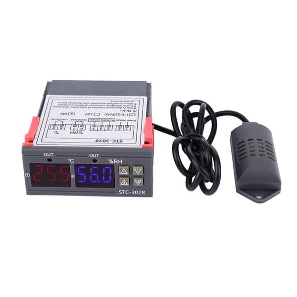 Digital Termostat Fugtighedsregulator STC-3028 med Indbygget Probe 24V