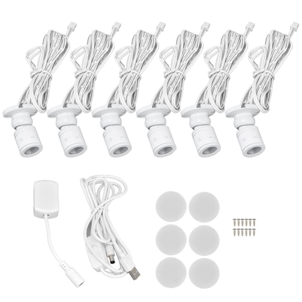 LED-underskåpsbelysning USB-strömförsörjning Dimbar vitt ljus LED-vitrinlampa med 3 installationsmetoder för 6