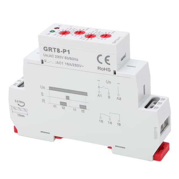 AC230V Repeterande Cykeltimerrelä, LED-display, ABS-hölje, Pulsutgång, DIN-skenmontering
