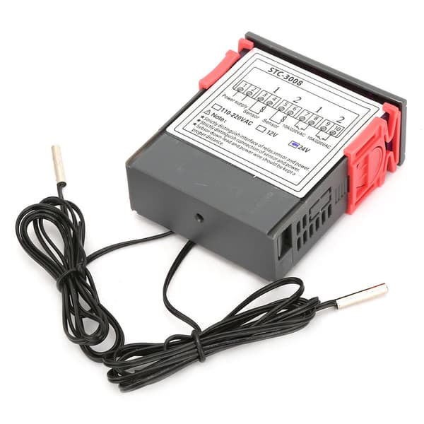 STC-3008 Dobbelt Display 2x NTC Probe Digital Temperatur Termostat Controller, DC24V, 12V Valgfri