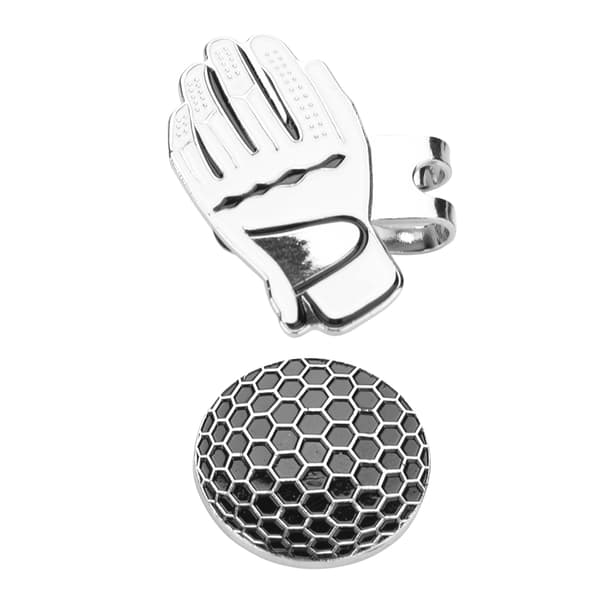 Mini handskeformet golfhatteclips i rustfrit stål med magnetisk boldmarkør sort hvid