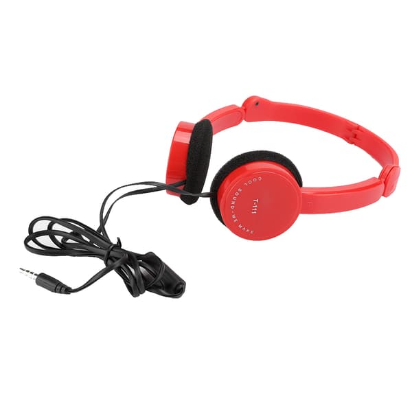 Sammenfoldeligt kablet stereoheadset Børnehovedtelefon med mikrofon til smartphone-tablet Rød