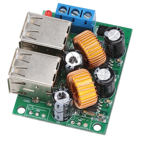 USB Step-Down Konvertermodul 12V 24V 40V til 5V 5A, 4-ports Strømforsyningskort