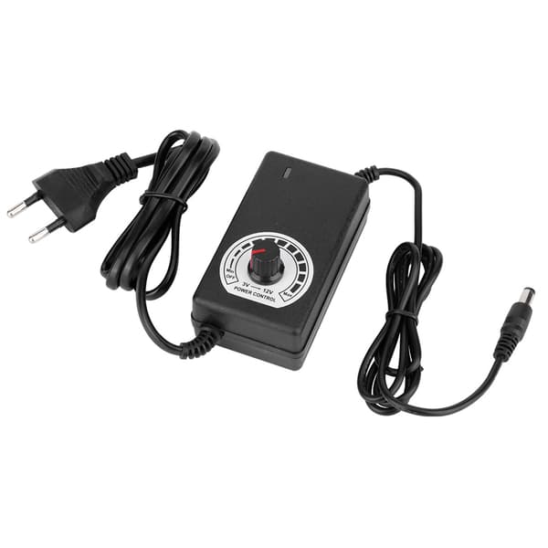 3-12V 3A DC spændingsregulator dæmpningsadapter til LED-striplys, 100-240V EU-stik