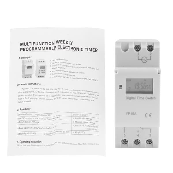 16A Digital LCD Strömtimer Programmerbart Relä Tidsbrytare (AC220V)