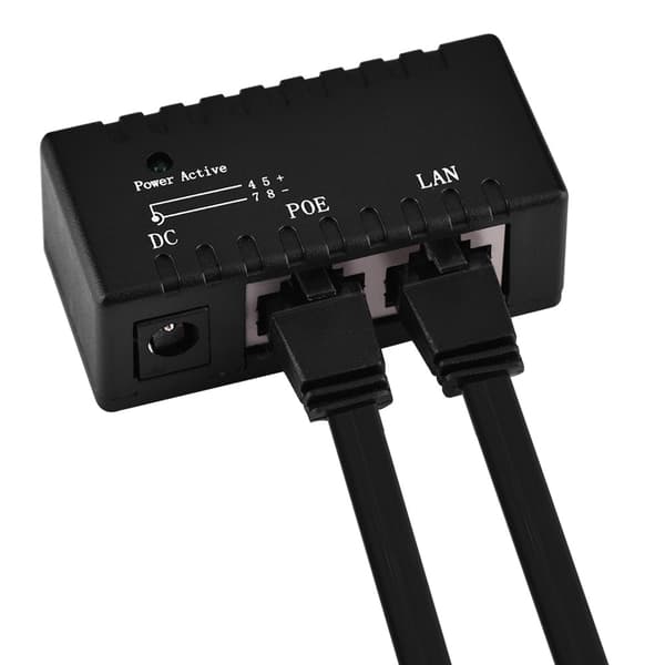 POE Splitter Power Over Ethernet Injector Adapter för LAN-nätverk Svart