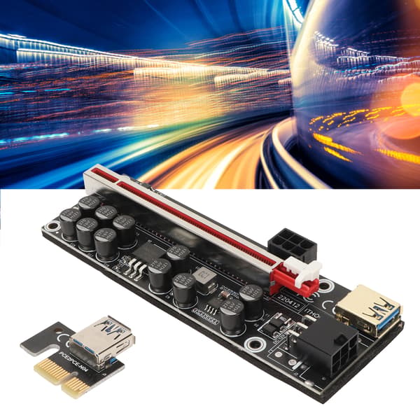 PCIE Riser Powered Adapter Card 6 Pin Kompatibel 1X 4X 8X 16X PCIE Interface Plug and Play USB Riser Powered Adapter Card Sort
