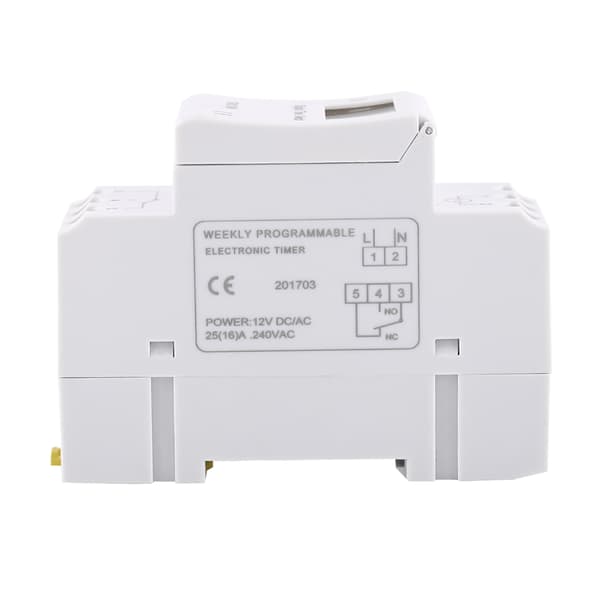 LCD-display Ugentlig Programmerbar Elektronisk Relæ 16on＆8off Timerkontakt (AC/DC12V)