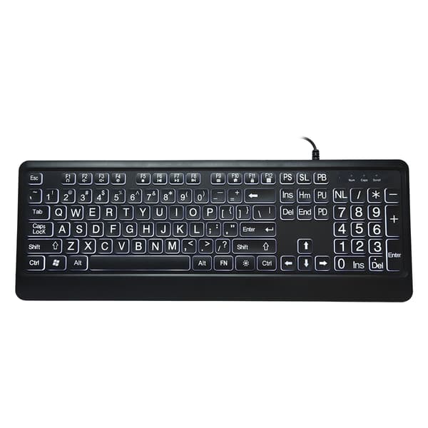 Ergonomisk USB-interface Multimedia LED Hvid Baggrundsbelyst Tastatur til Ældre Mænd