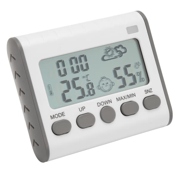 Termometer Hygrometer Klocka Digital Temperatur Fuktighetsklocka för Sovrum Studentrum Kontor