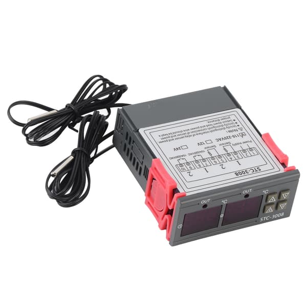 Termostatregulator med dubbel display och dubbla prober, 110-220VAC