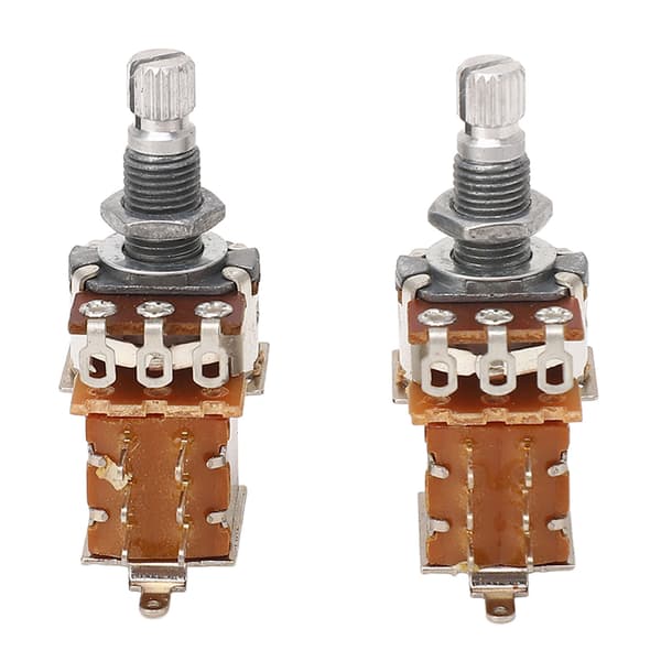 2 st gitarrpotentiometer A1M B1M kombination 18 mm räfflad axel elbaspotar för volym- och tonkontroll