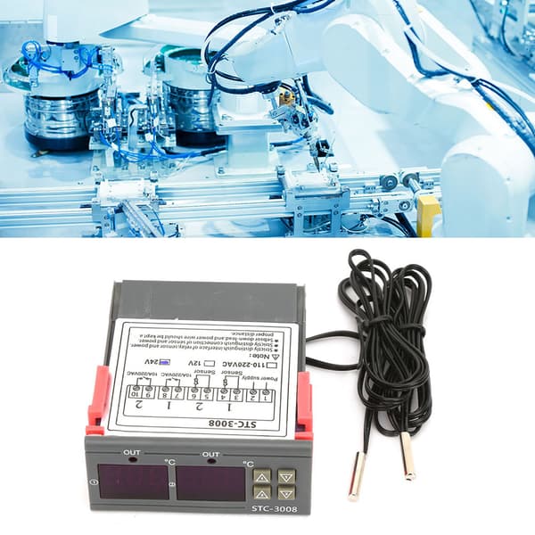 STC-3008 Dobbelt Display 2x NTC Probe Digital Temperatur Termostat Controller, DC24V, 12V Valgfri
