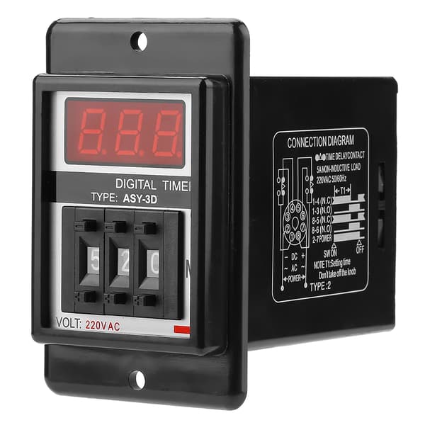 AC 220V Fördröjningsrelä Digital Display 0-199 Min 8 Pin ASY-3D