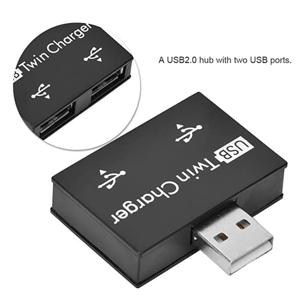 Mini USB Hub 2-port USB dobbelt oplader splitter adapter konverter til pc USB-flashdrev