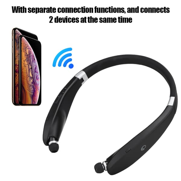 SX-991 Foldbar halsophængt teleskopisk headset trådløs Bluetooth-øretelefon (sort)