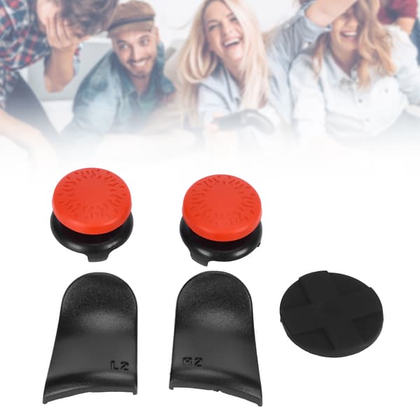 5-i-1 Tommelfingergreb Nøglehætte Joystick Cover L2 R2 Triggerforlænger til PS5 Controller Rød