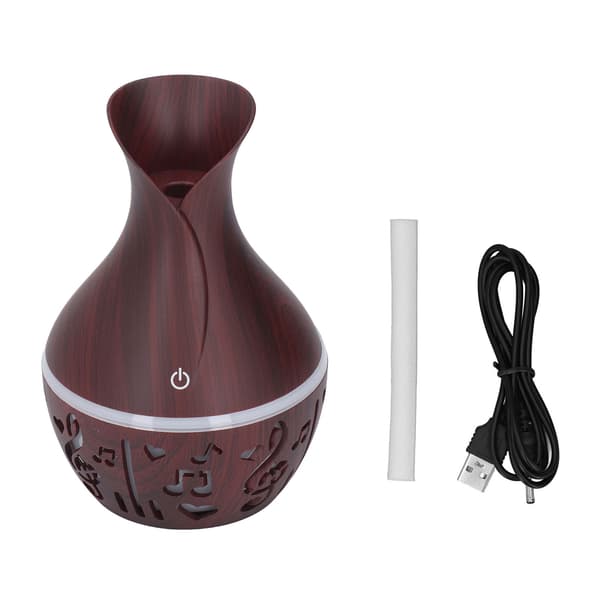 Aromaterapi Diffuser 300ml USB Trækorns Luftfugter, Ultra Stille LED Natlys til Hjemmekontor Hotel