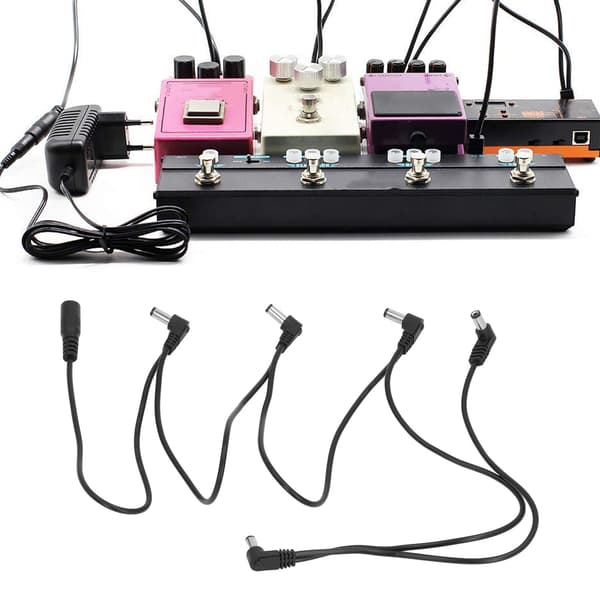 1 til 5 Guitar Effektpedal Strømforsyning Splitter 5-vejs Retvinklet Stik Effektpedal Strømkabel