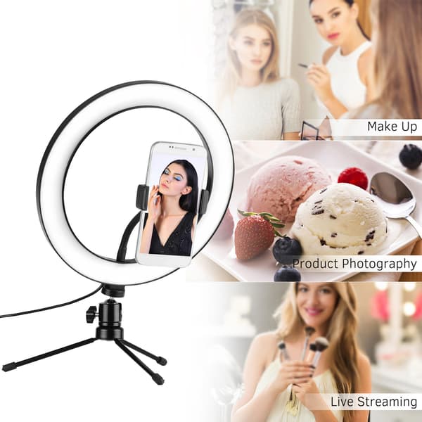10 tommer USB-bordfyldlys LED-ringlys med trekantet beslag til live-udsendelse
