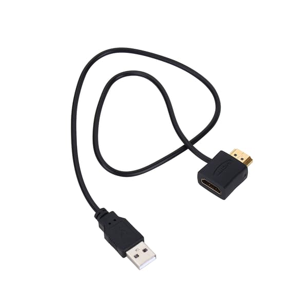 HDMI han til HDMI hun adapterstik 50 cm USB 2.0 oplader strømkabel HDMI-kabel