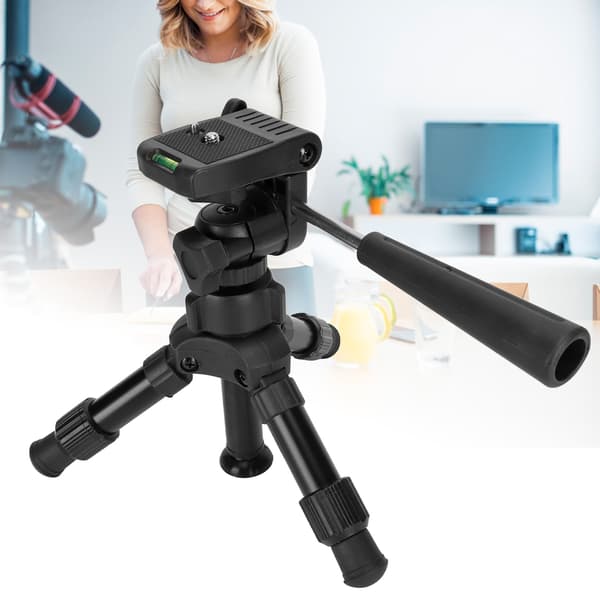 Mini Tripod Bærbart Letvægts 360 Graders Roterende Desktop Stativ med Quick Release Plade til Kamera Telefon
