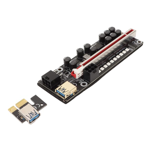 PCIE Riser Powered Adapter Card 6 Pin Kompatibel 1X 4X 8X 16X PCIE Interface Plug and Play USB Riser Powered Adapter Card Sort