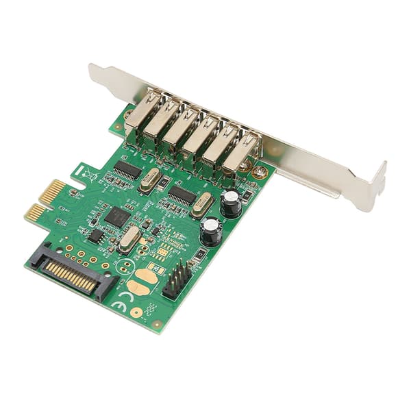 PCIE til USB-udvidelseskort 6 USB2.0-grænseflade 15PIN SATA 480Mbps 12Mbps 1.5Mbps Desktop Computer Intern Hub til Win