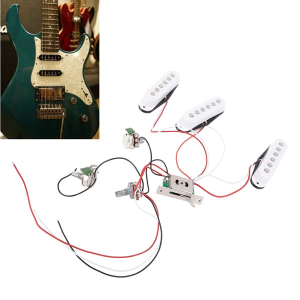 Elektrisk Guitar Pickup Sæt Forudkablet Enkeltspole med Klangstyrke Linjeudskiftning til ST Panel Hvid