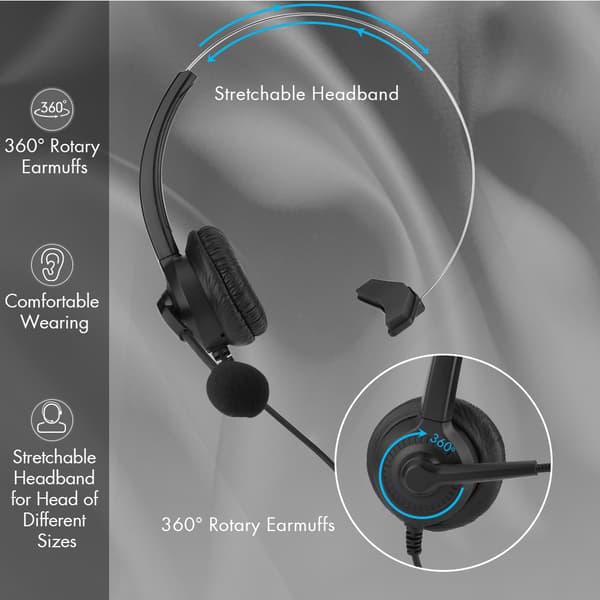 Støjreducerende Call Center Headset Komfortabelt Telefonheadset - 3.5mm Stik