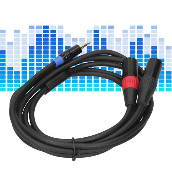 3,5 mm stereo han til dobbelt 2 XLR hanstik lydkonverter adapterkabel ledning 3M