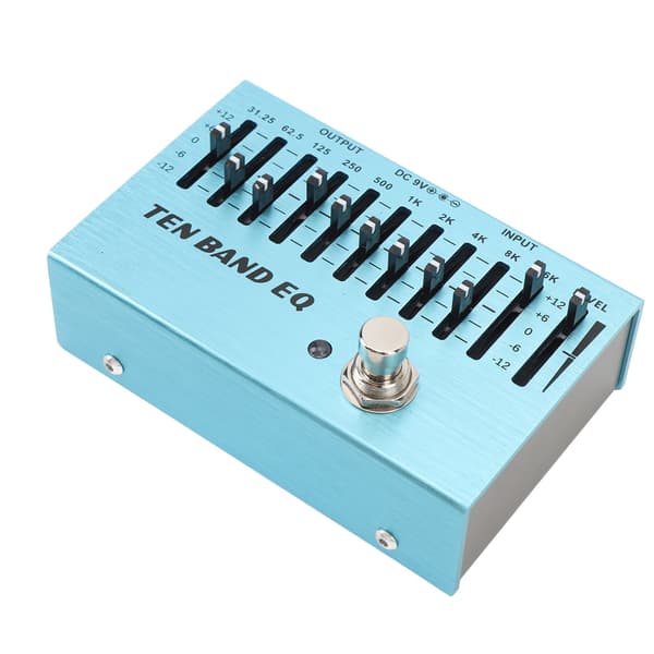 10-bånds EQ enkeltblok guitar bas mini equalizer effektpedal med ægte bypass aluminiumskrop båndcontroller DC9V