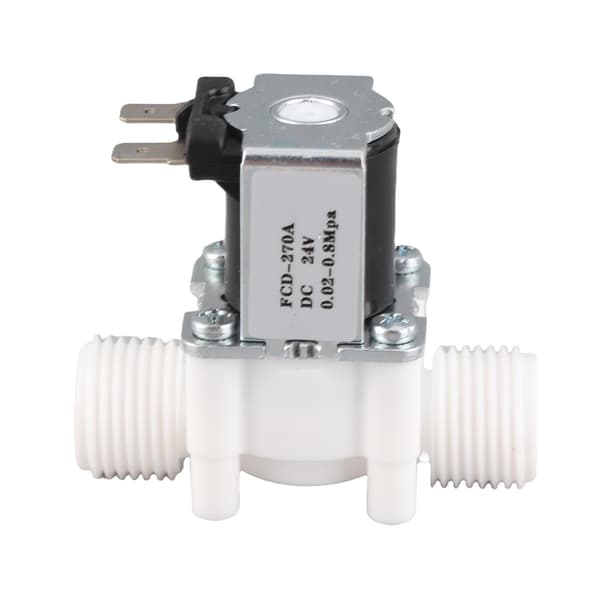 1/2\" NC elektrisk magnetventil, vatteninlopp i plast DC24V
