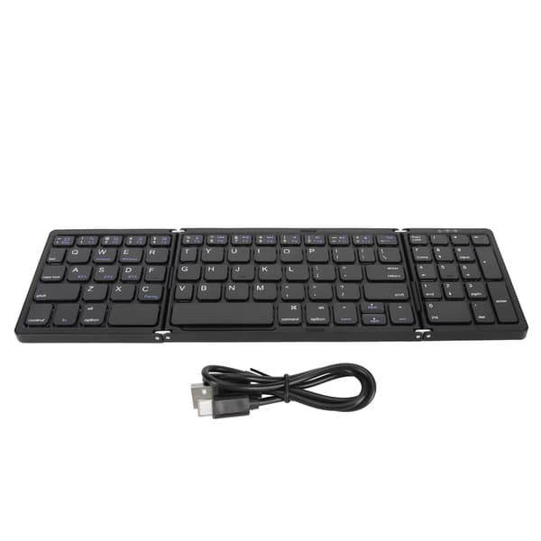 Bluetooth-tastatur Tredobbelt fold Flere enhedsforbindelser Trådløst tastatur til bærbar computer tablet telefon sort