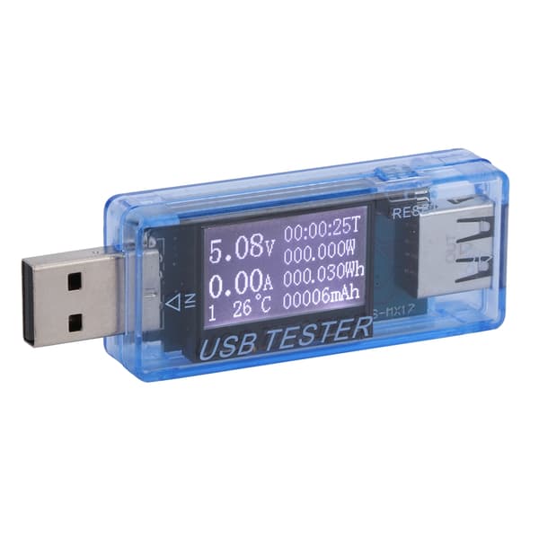 USB-tester Digital Voltmeter Ammeter 8-i-1 Detektor 0-5A 0-150W 4-30V Blå