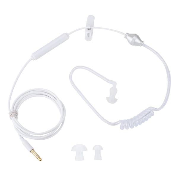In-ear-headset med luftrörssäkerhetshörsnäcka med mikrofon för iOS för Android Vit