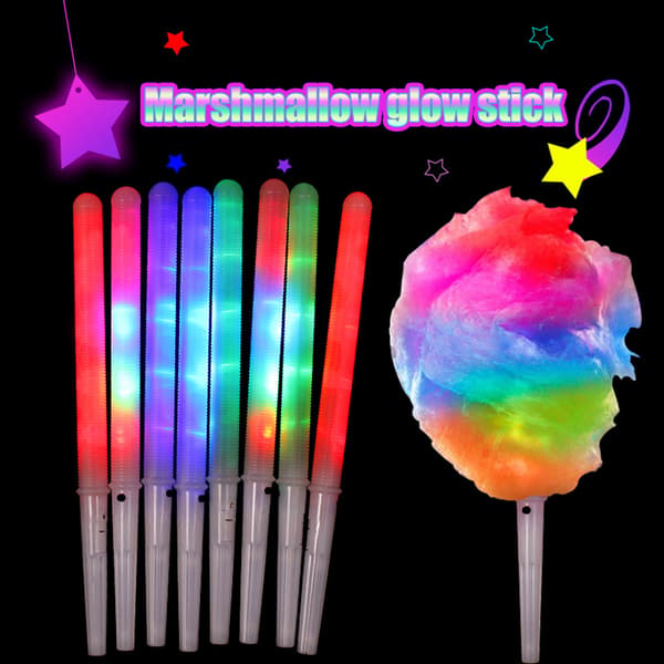 Glow Sticks til Candyflossmaskine, LED Lysende Pinde, Blå/Pink, 50-pak