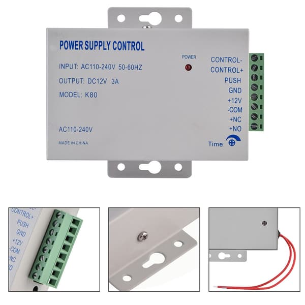 Input AC110V-240V Output DC 12V 3A 30W Strømforsyningscontroller til Døradgangskontrolsystem