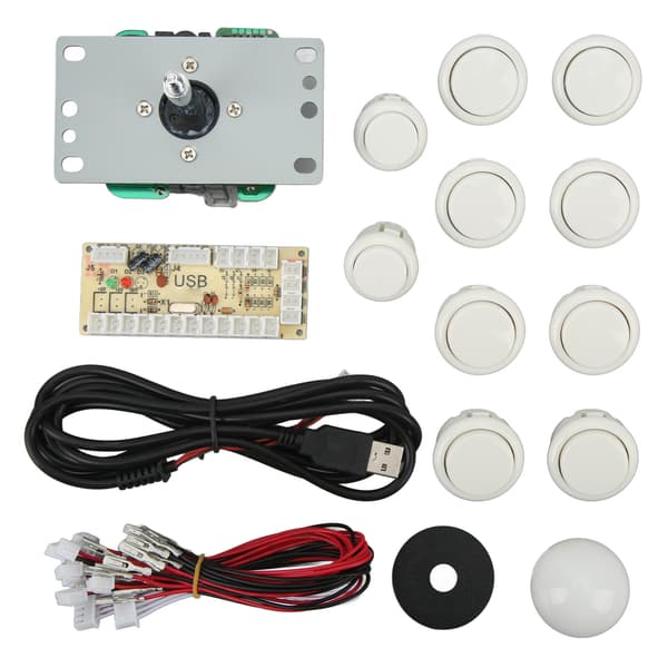 DIY USB Controller Computer Rocker Oval Ball Joysticks med kontrolchip til arkadespil Hvid