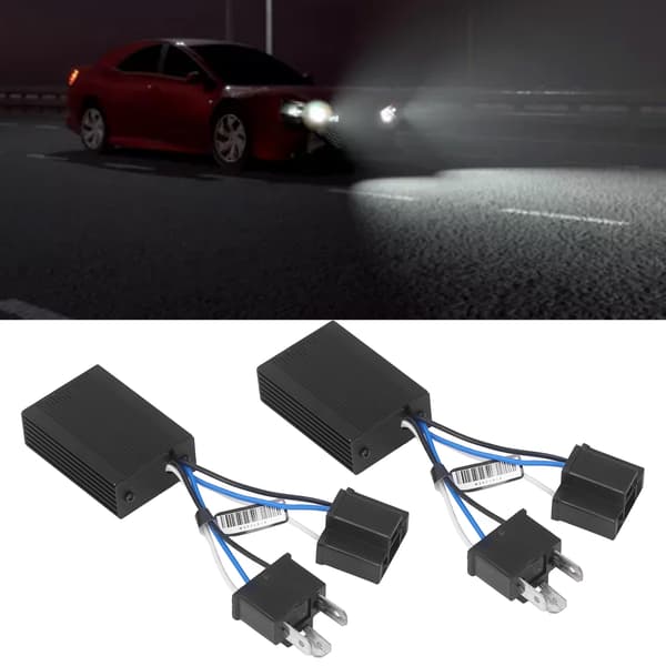 2 stk. LED-forlygtedecoder i aluminium, anti-flimmer fejlcanceller, universel ledningsnet