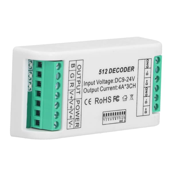 3 kanaler LED-dekoder Strip Controller RGB Controller DMX512 Konstant Spændingskontrol 9-24V